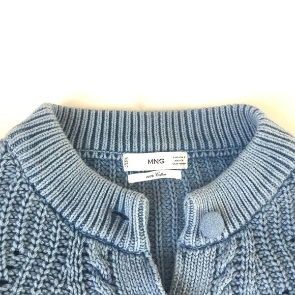 Mango Blue Knit Cardigan Sweater Size Small - Picture 2 of 4